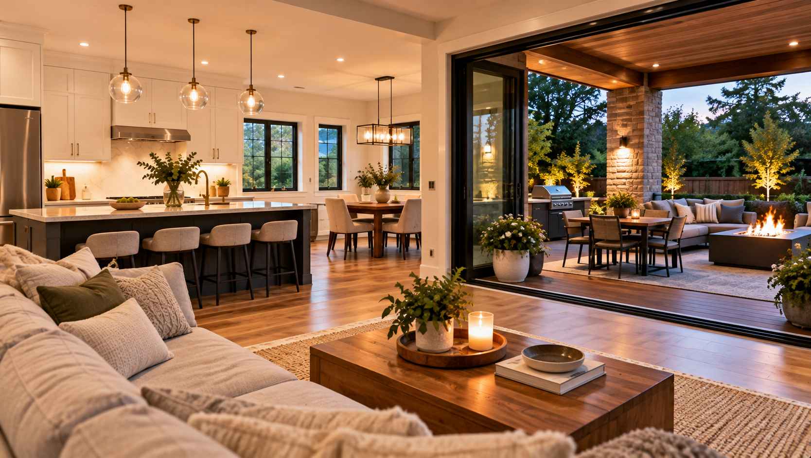 Cozy Indoor Outdoor Entertaining Space